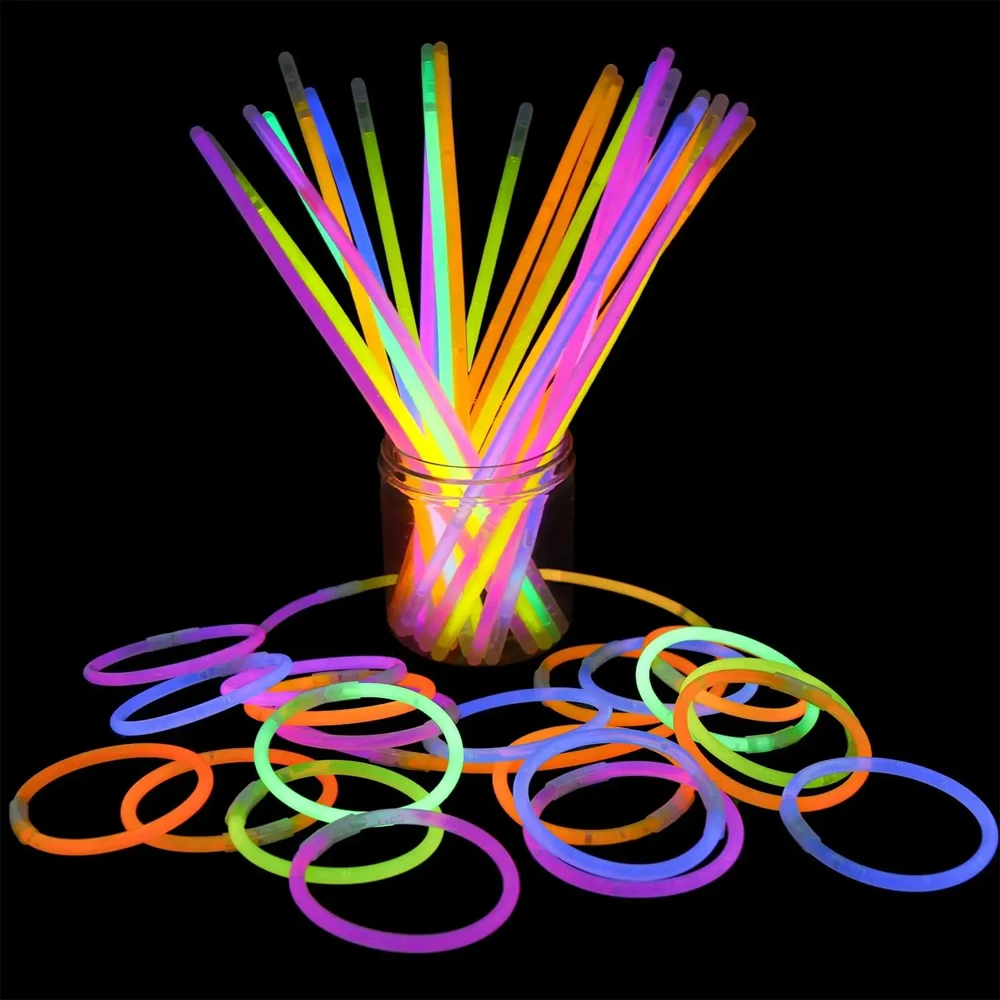 100pcs night glow party supplies with connectors, children's or adult party glow necklaces and bracelets party decoration glow