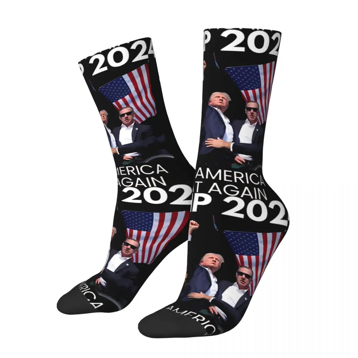 Funny Crazy compression Trump Assassination Attempt 2024 Sock for Men Hip Hop Vintage Donald Trump Happy Quality Pattern Printed