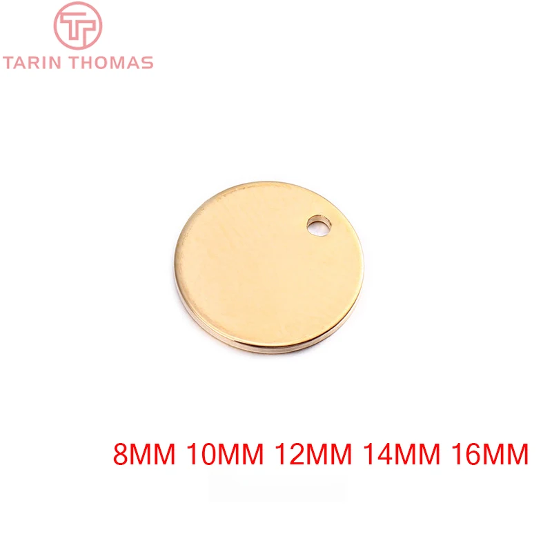 

(1787)20PCS 8MM 10MM 12MM 14MM 16MM 24K Gold Color Brass Round Disk End Charms Jewelry Findings Earrings Accessories Wholesales