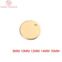 Dijes redondos de latón para joyería, accesorios para pendientes, Color dorado, 24K, 8MM, 10MM, 12MM, 14MM, 16MM, 20 unidades, 1787