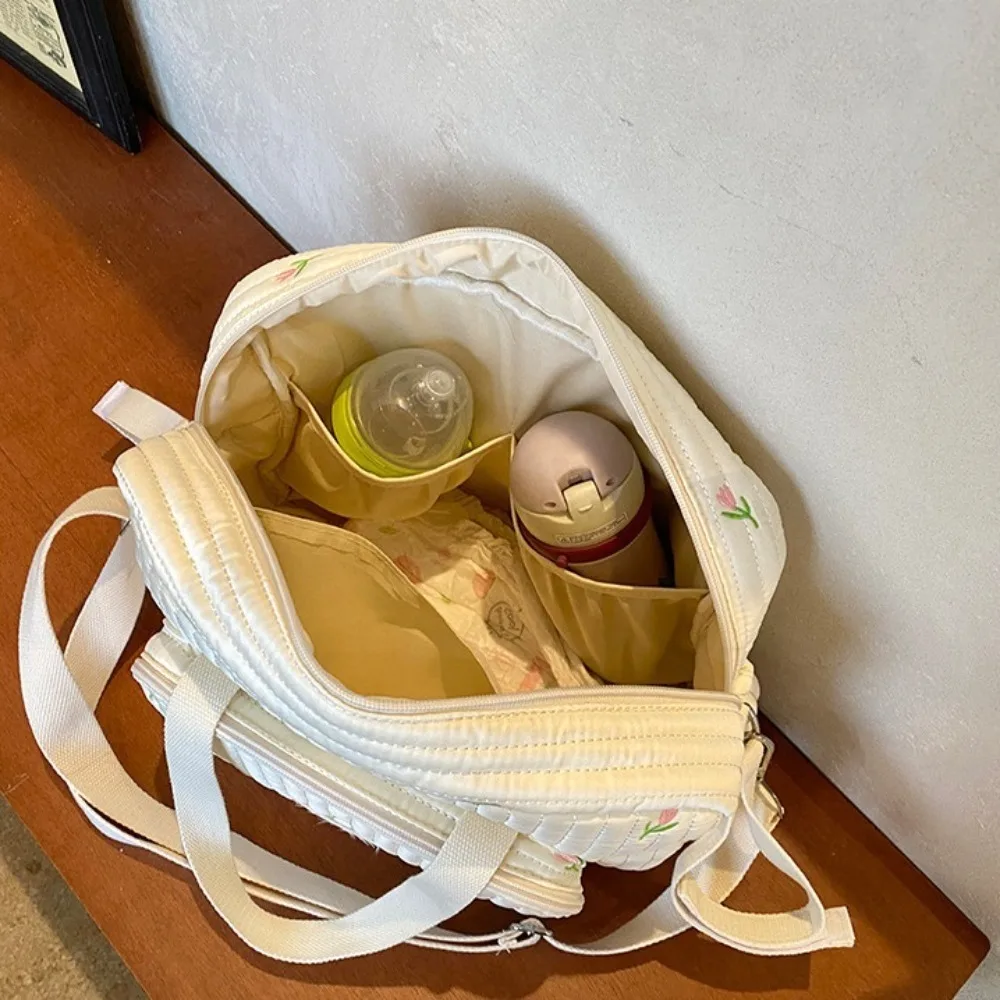 Korean Style Mummy Bag Flower Multi-pocket Baby Diaper Organizer Baby Care Storage Large Capacity Single Shoulder Bag Travel