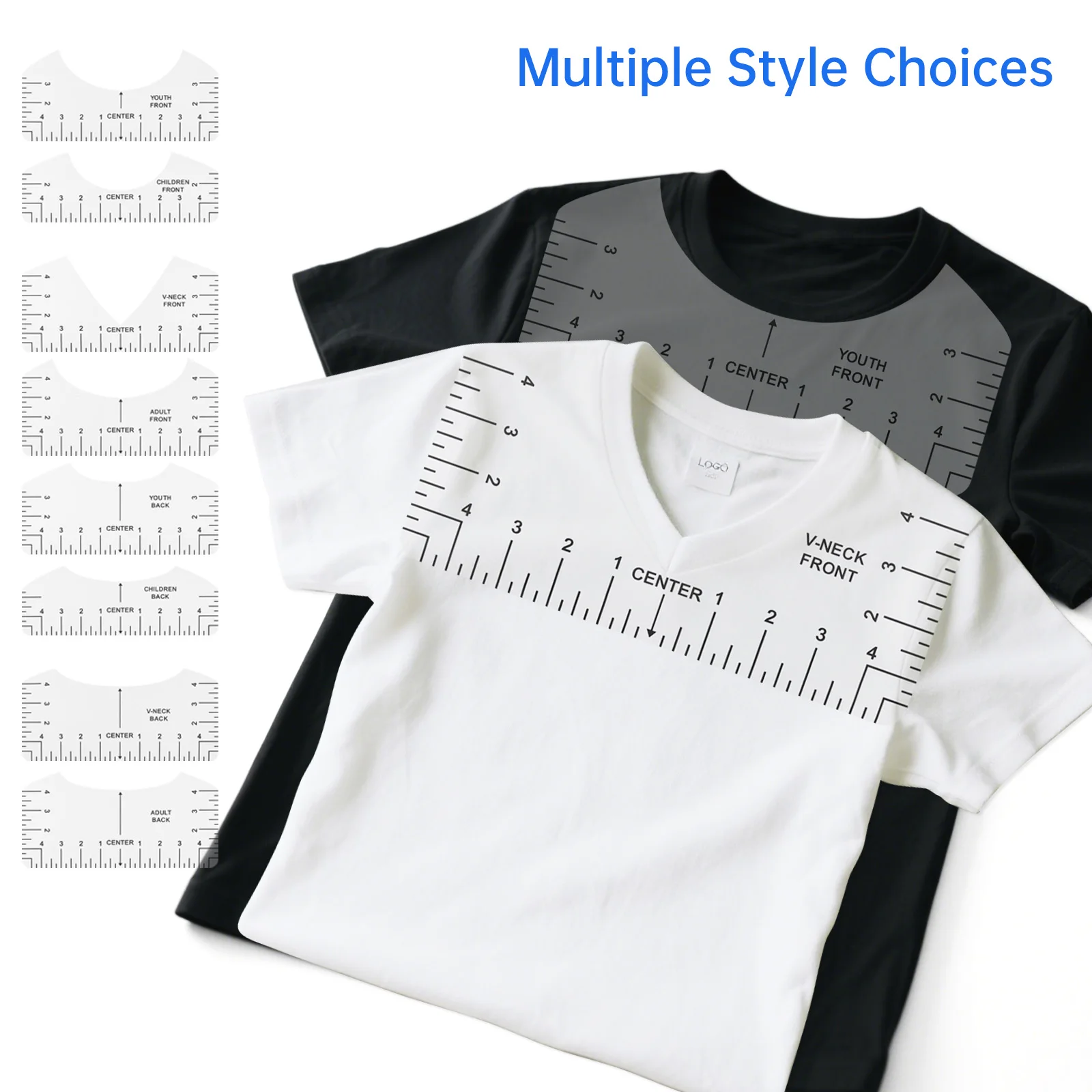 Transparent T-shirt Ruler Guide Kit for Heat Press HTV Vinyl Center Designs Craft Sewing Tool Supplies with Tape Measure