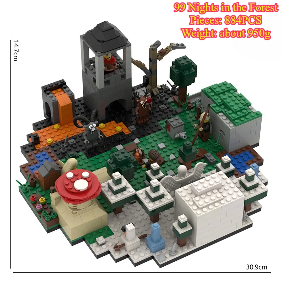 Vendita calda 99 notti nella foresta Building Blocks Il cervo horror Gufo Blocchi di capra per ragazze ragazzi Giocattoli Natale Regali Per bambini