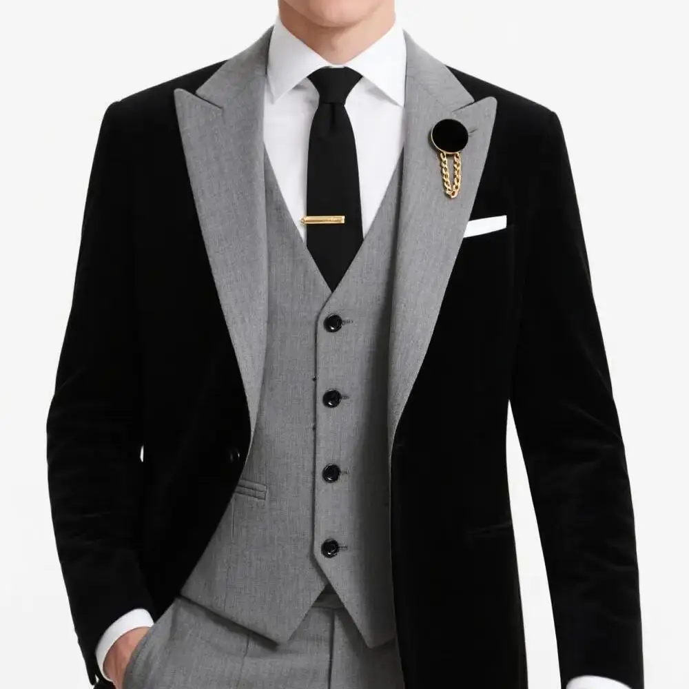 

3 Pieces Slim Fit Men Suits Formal Business Suits Groom Tuxedos for Wedding Party Prom Suits Jacket Pant Vest