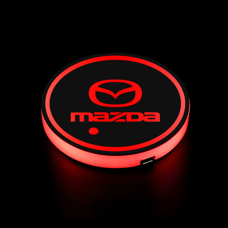 2PC LED Illuminated Car Water Cup Coaster Auto Interior Atmosphere Light Coaster for Mazda Axela Atenza CX-3 CX-5 CX-8 demio MPS