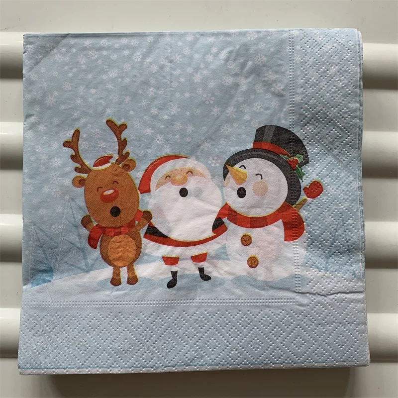 Christmas napkins paper elegant tissue Xmas Santa kids tree snow man handkerchief decoupage wedding birthday party cute decor 20