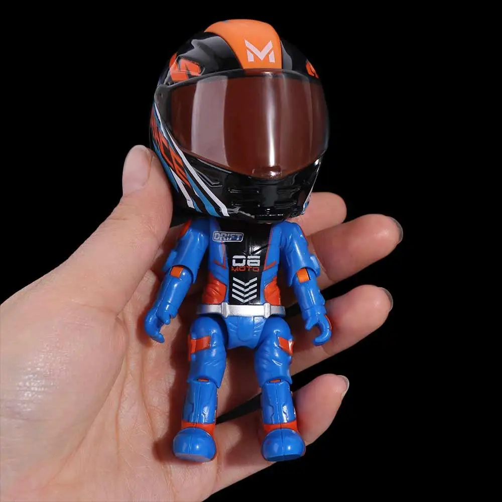 Deformation Helmet Simulated Motorcycle Rider Doll Movable Limbs Flexible Transform Motorcycle Toy Action Figure Alloy Kids Toy