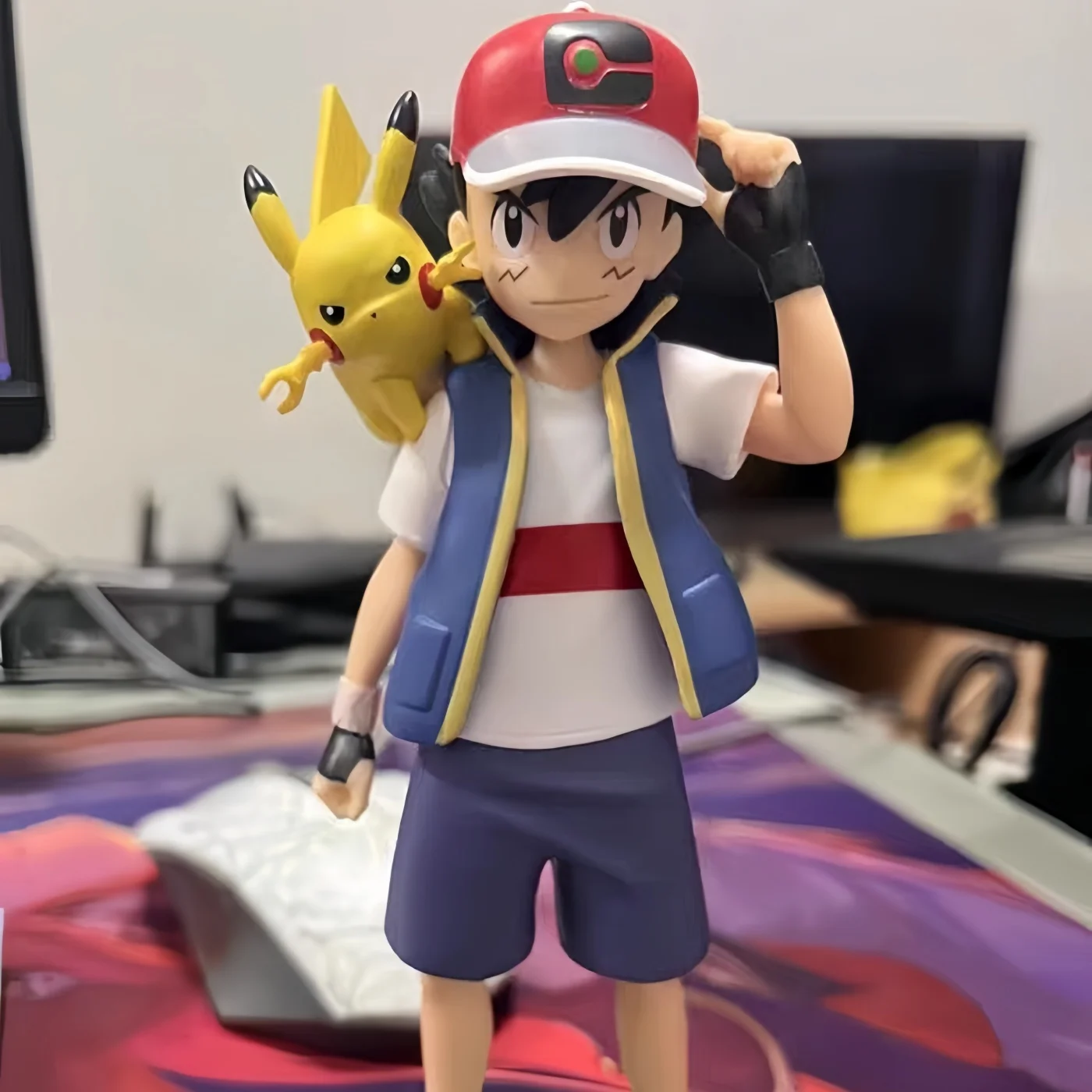 Pokemon Anime Figure: Pallet Town Ash & Pikachu Premium Edition, Desktop Decor 18cm GK Model, Collectible Gift Toy