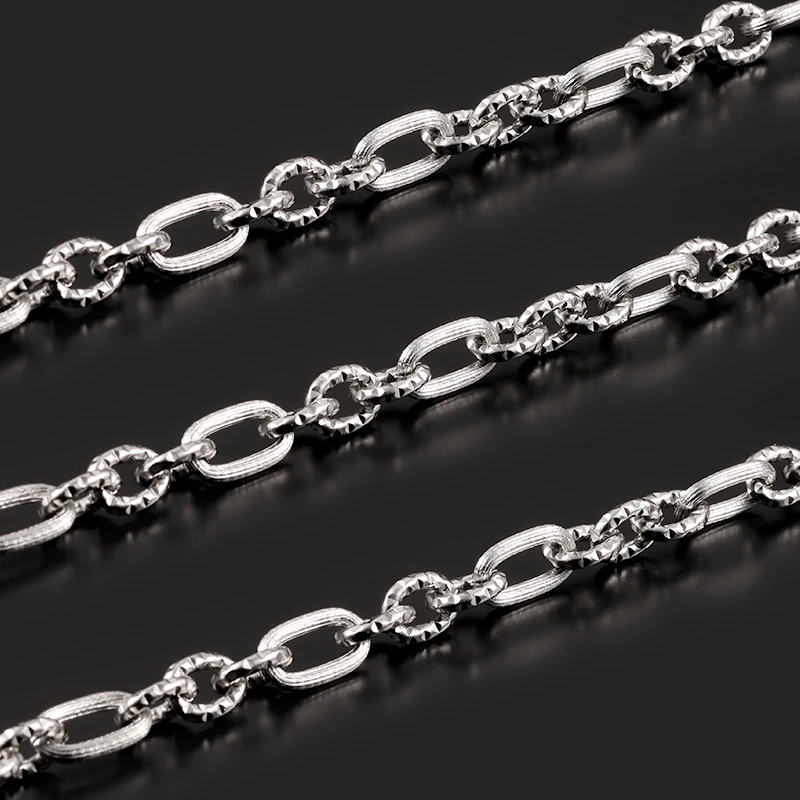 Textrued Stainless Steel Oval Link Chain For Jewelry Making Materials Cross Necklace Cable Chains DIY Bracelet Wholesales Bulk