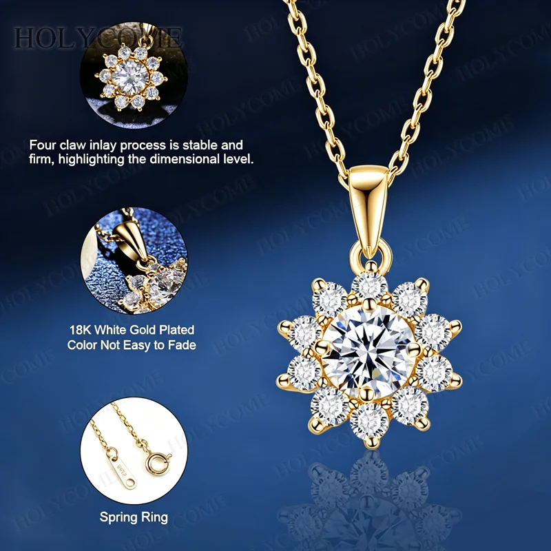 D-Farbe 100% Echter Moissanit-Anhänger Halskette mit GRA-Zertifikat für Damen Hochzeit Braut S925 Sterling Silber Edelschmuck – Detail 9