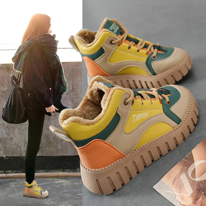 Platform Cotton Shoes The New Winter Keep Warm Casual Platform Women Shoes Outdoor Plush Thickening High Quality Women Sneakers