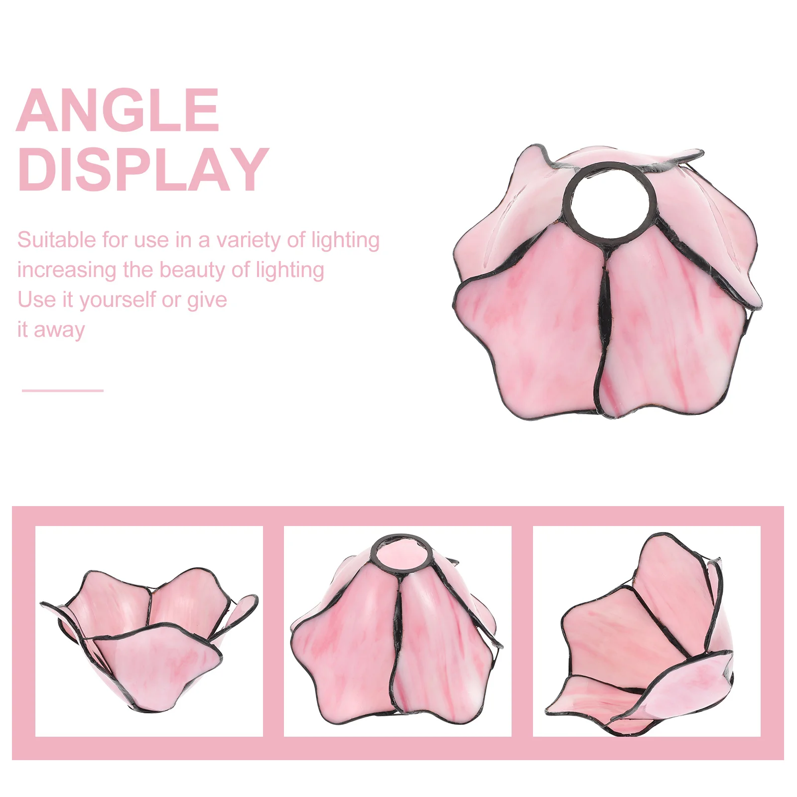 

Lotus Shape Glass Lampshade Durable Delicate Household Decorative Diffuse Lighting Bedside Lamp Cover Simple Pink Light