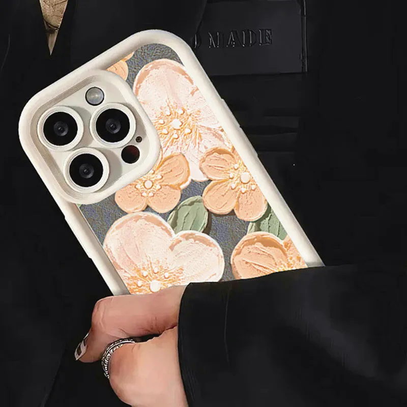 Phone Case For iPhone 16 Case iPhone 15 14 13 12 11 Pro Max Mini XR XS X 7 8 Plus Oil Painting Flower Soft TPU Shockproof Cover image 6