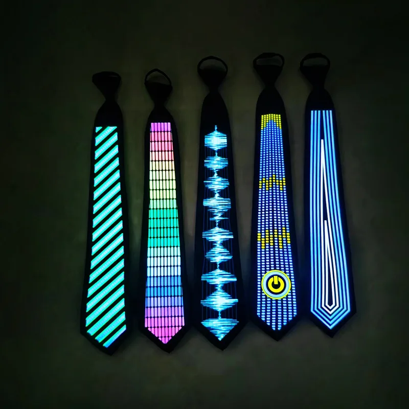 Voice-Activated Luminous Tie Christmas Ball Party Show Fun Pattern Voice-Activated El Luminous Tie Christmas Gifts