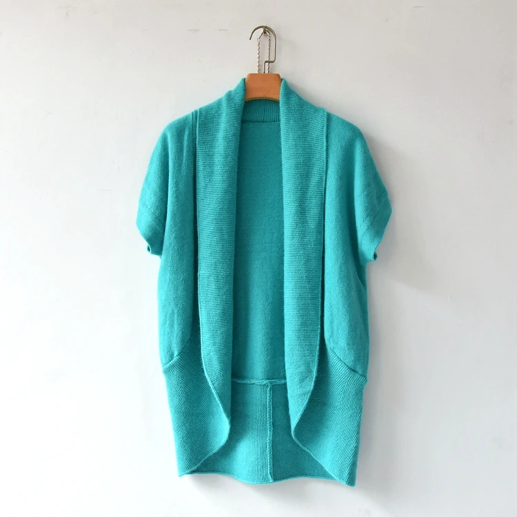 

Spring New Women's Lapel Rabbit Fur Blend Sweater Cardigan Loose ort Sve Knitted Wear Casual Straight Tube pe