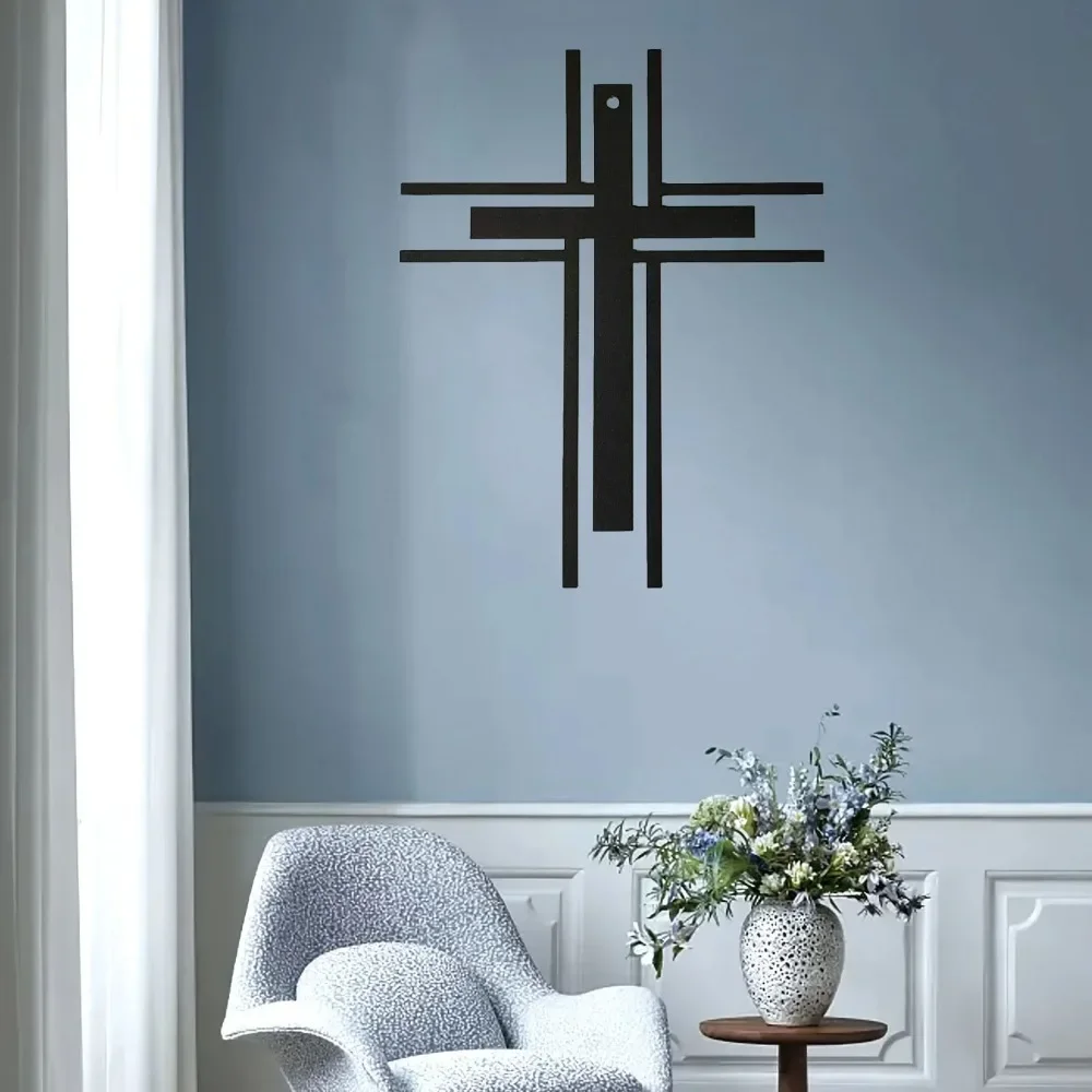 1pc Metall wand Kreuz Aufkleber-modernes Design Wand kunst Home Aufkleber für Wohnzimmer Dekor und Stil Verbesserung