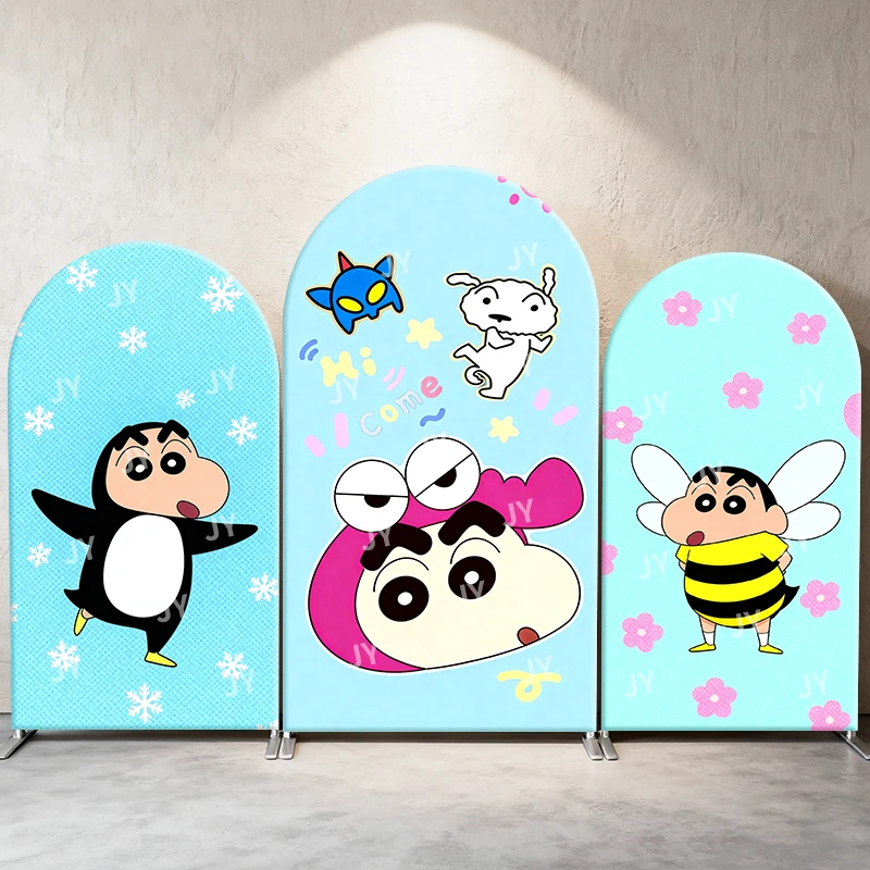 

Crayon Shin Chan Cosplay Party Theme Arch Backdrop Cover Penguin Bee Background For Kids Birthday Baby Shower Party Decoration