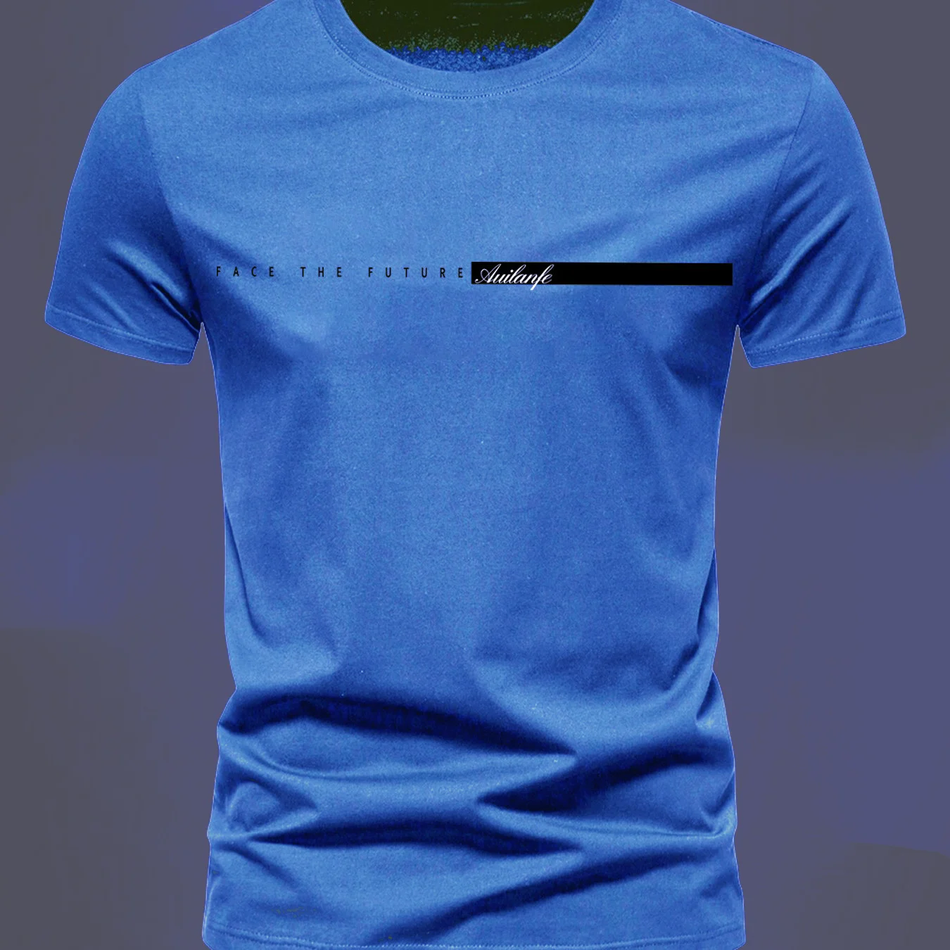 Summer men's 100% pure cotton casual sports loose oversized simple letter pattern printed round neck short sleeved T-shirt top image 4