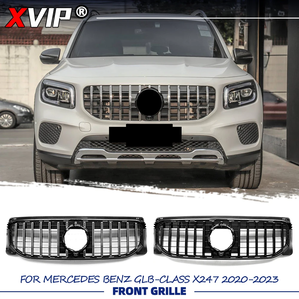 

XVIP Chrome Silver GTR Style Racing Grille Glossy Black Bumper Grille For Mercedes Benz GLB-Class X247 2020-2023 GLB200 GLB250