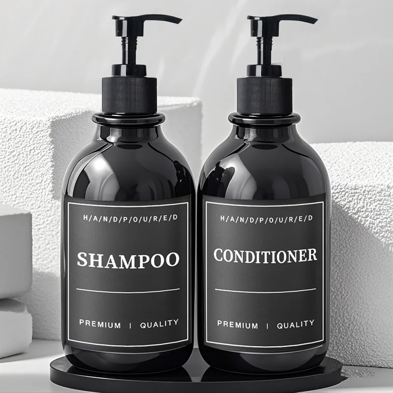 Kitchen Soap Dispenser Set 500ml with Labels Refillable Shampoo Body Wash Container Hanger Wall Mounted Bottle Holder 1/2/3pcs