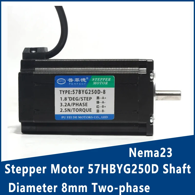 Nema 23 Stepper Motor 57HBYG250D Shaft Diameter 8mm Two-phase Hybrid Motor 2.5 N. m High Speed Durable