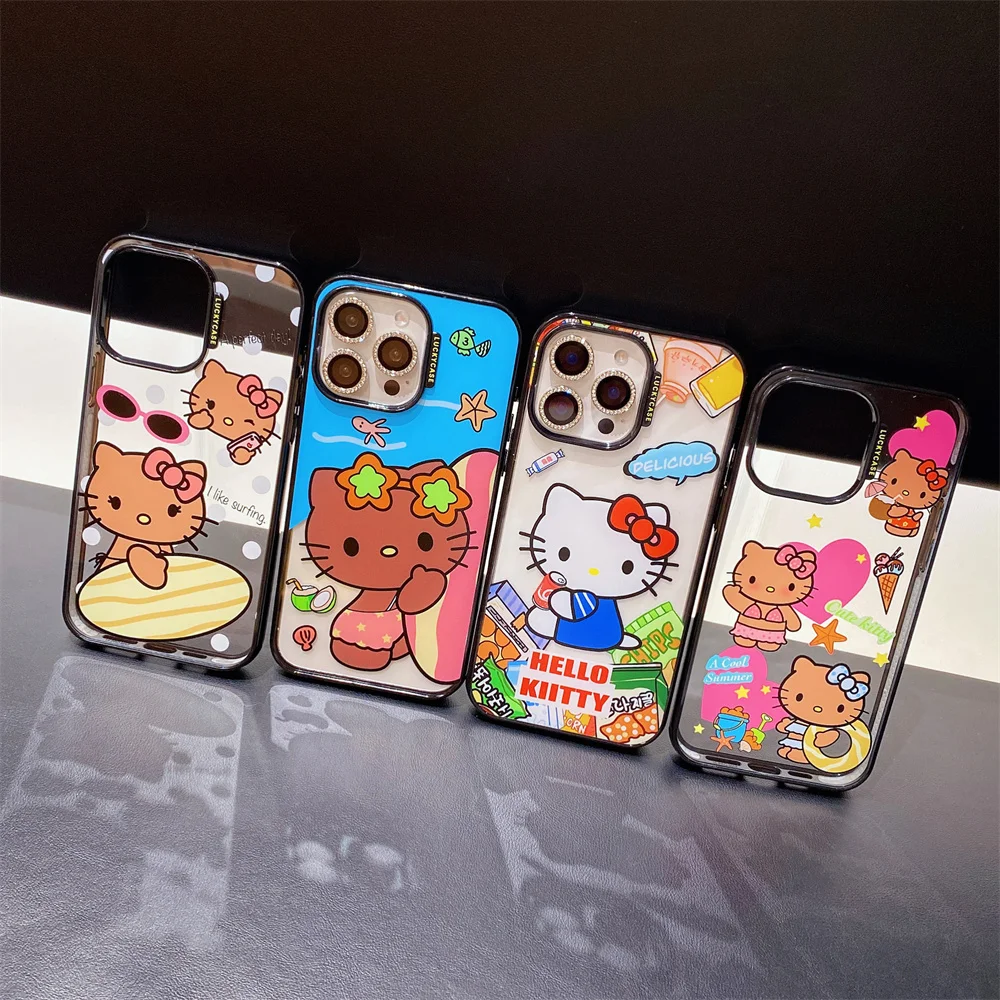 

New cartoon Cute HelloKitty INS Stylish Phone Case For iPhone 12 13 14 15 16 Pro Max 16 Funda Lovely Anti-fall Shockproof Cover