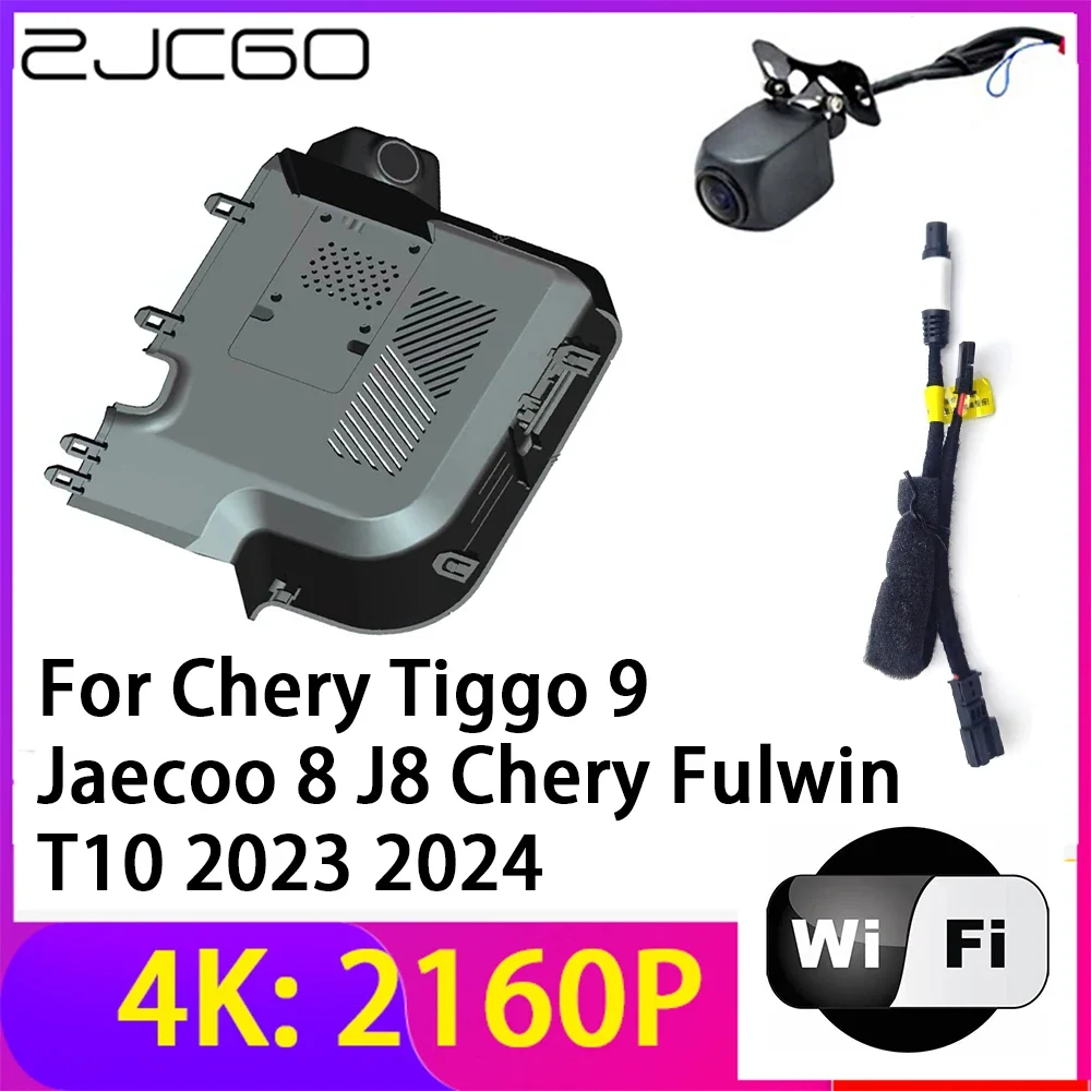 ZJCGO 4K 2160P Dash Cam DVR Camera 2 Lens Recorder Wifi Night Vision for Chery Tiggo 9 Jaecoo 8 J8 Chery Fulwin T10 2023 2024