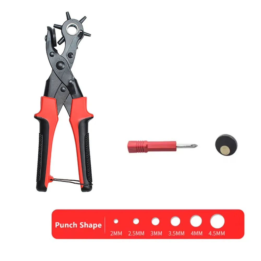 

Durable Steel Belt Puncher Revolving Flat Hole Leather Punch Plier Round Hole Oval Hole Belt Perforator Saddle