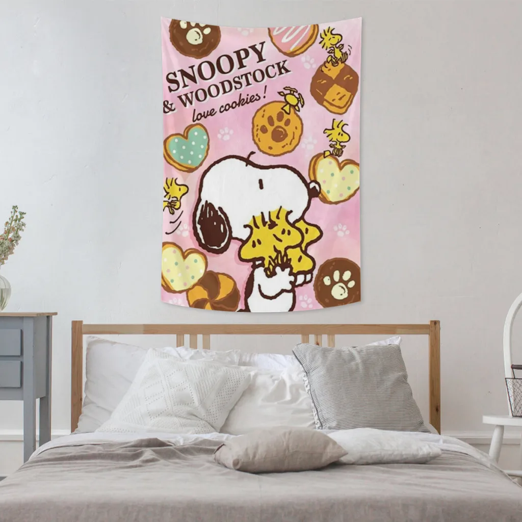 Tapiz de tela de maní Snoopy para artículos de decoración de pared, dormitorio y habitación