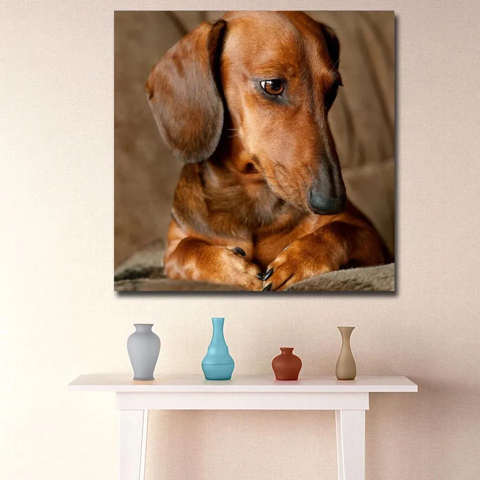 Dachshund Dog Pattern, Diamond Painting Rhinestones Full Square Round Diy Diamond Embroidery Mosaic Cute Puppy Cross Stitch Art,