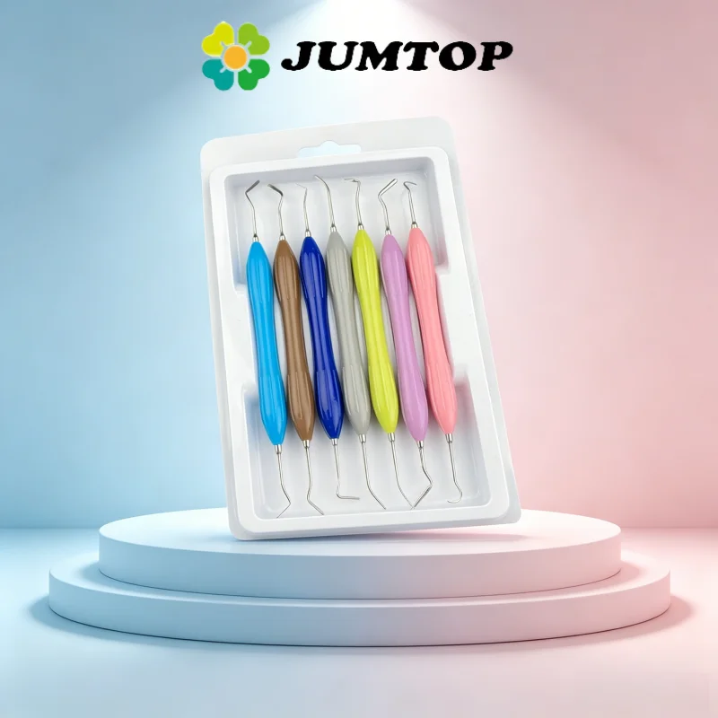 

JUMTOP Double Ended Stainless Steel Dental Composite Resin Filling Spatula Kit with Silicone Handles