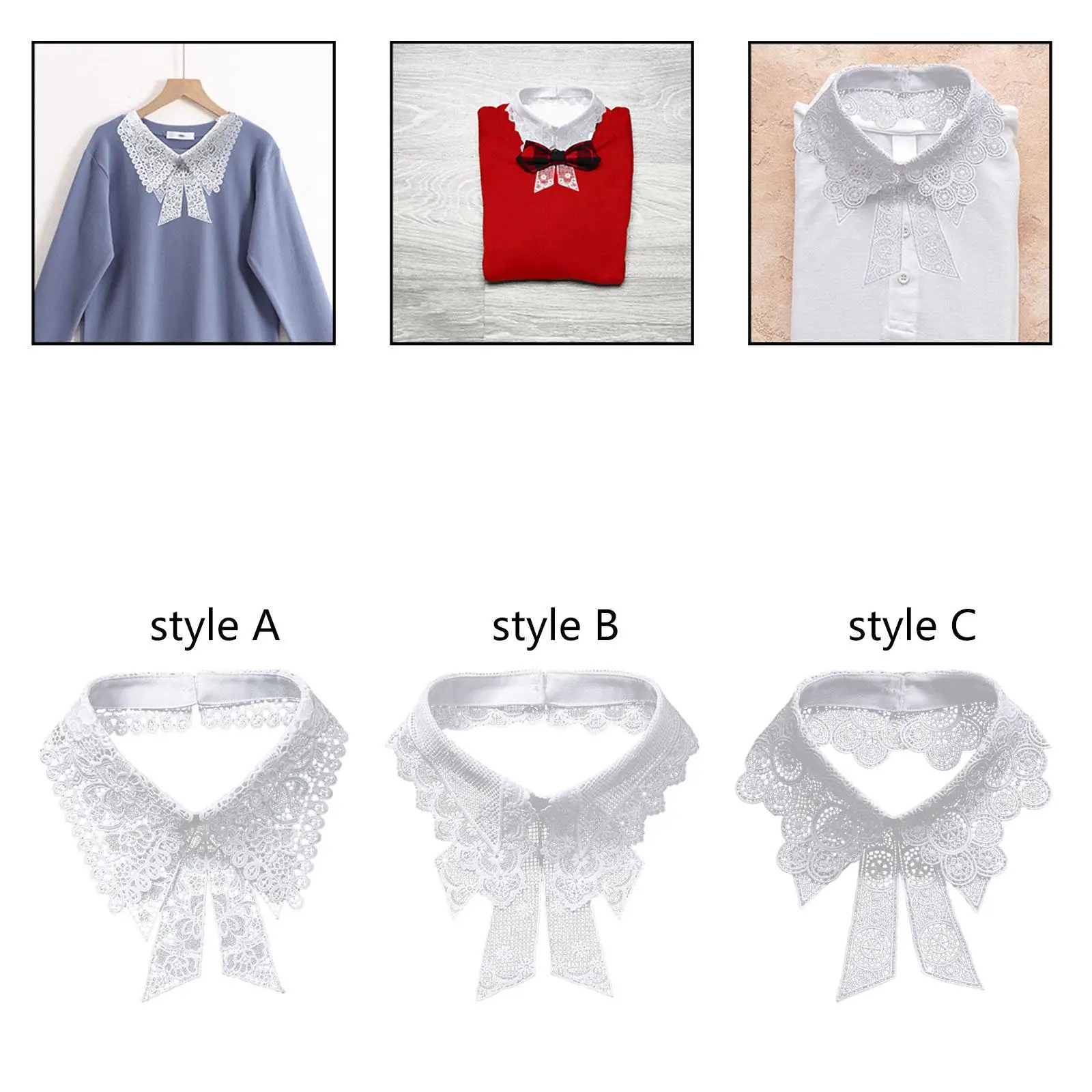 Кружевной воротник для женщин, стильный искусственный аксессуар для блузки и платья