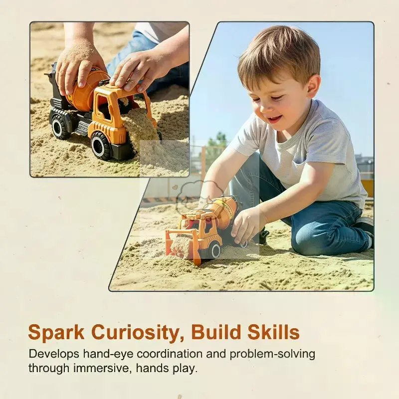 Eco-Friendly Inertial Construction Toy Set Early Educational Digger Bulldozer Tipper for Toddlers Birthday Gift