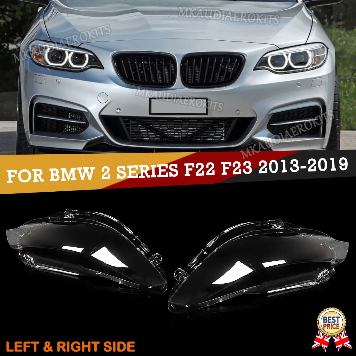 

Front Head Lights Covers Replace For BMW 2 Series F22 F23 Coupe F87 M2 2014-2020 Headlight Lens Cover Clear Pair