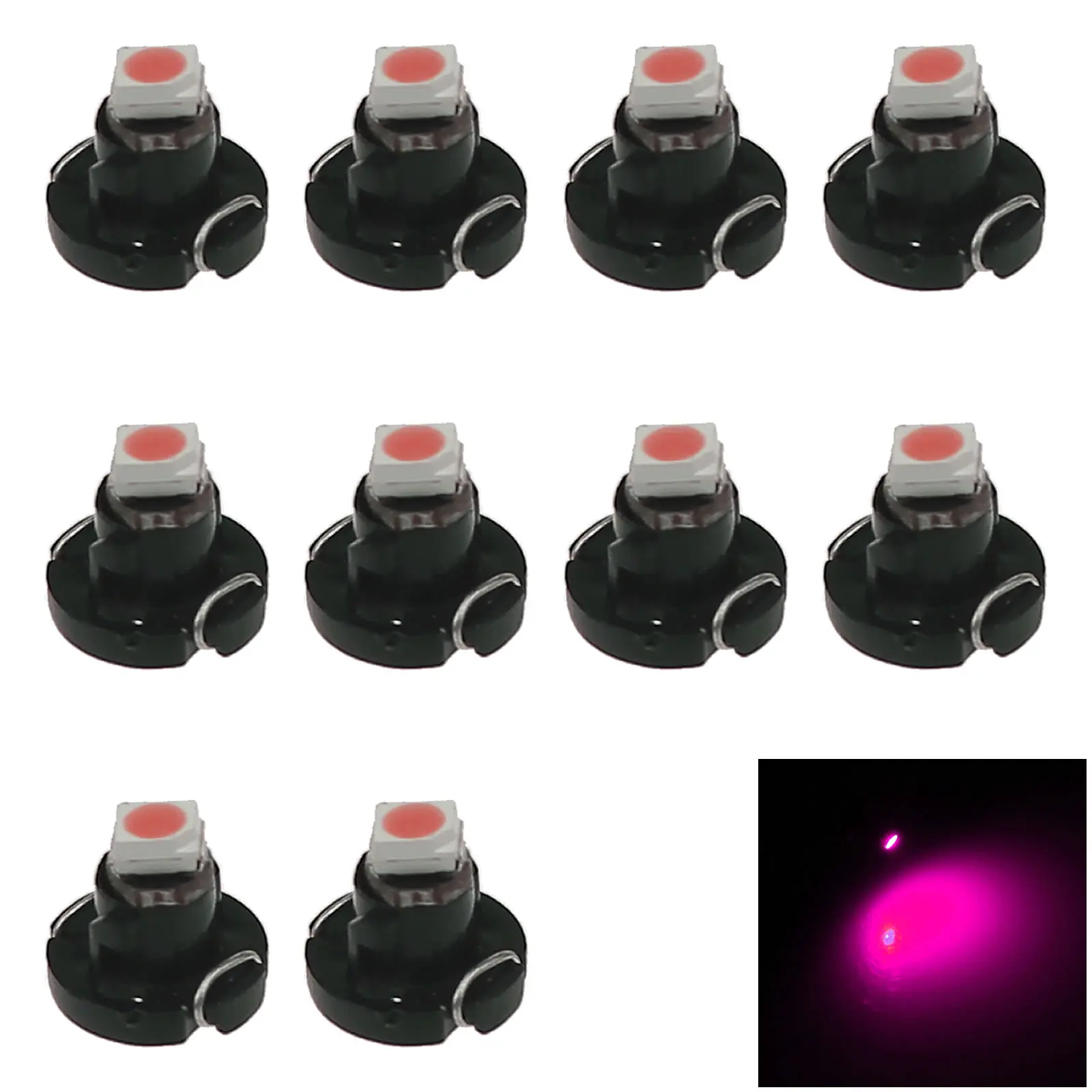 10x Pink RV T4.2 Blub NEO Dash Twist Socket HVAC Instrument Lamp 1 Emitters 1210 SMD LED 79674-S3N-941 Z20151