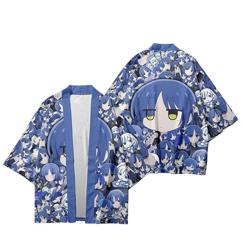 Anime Bocchi The Rock Cosplay Gotoh Hitori Kita Ikuyo Ijichi Nijika Yamada Ryo Short Sleeved Haori Printing Polyester Costume