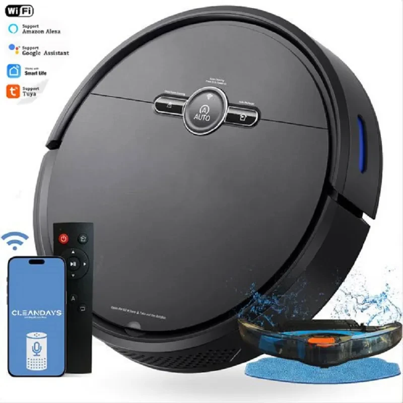 

3600PA Robot Vacuum Cleaner Smart Wireless Auto Charge Wi-Fi With Alexa Google Navigation Area On Map For Pet Hair Sweeper Robot