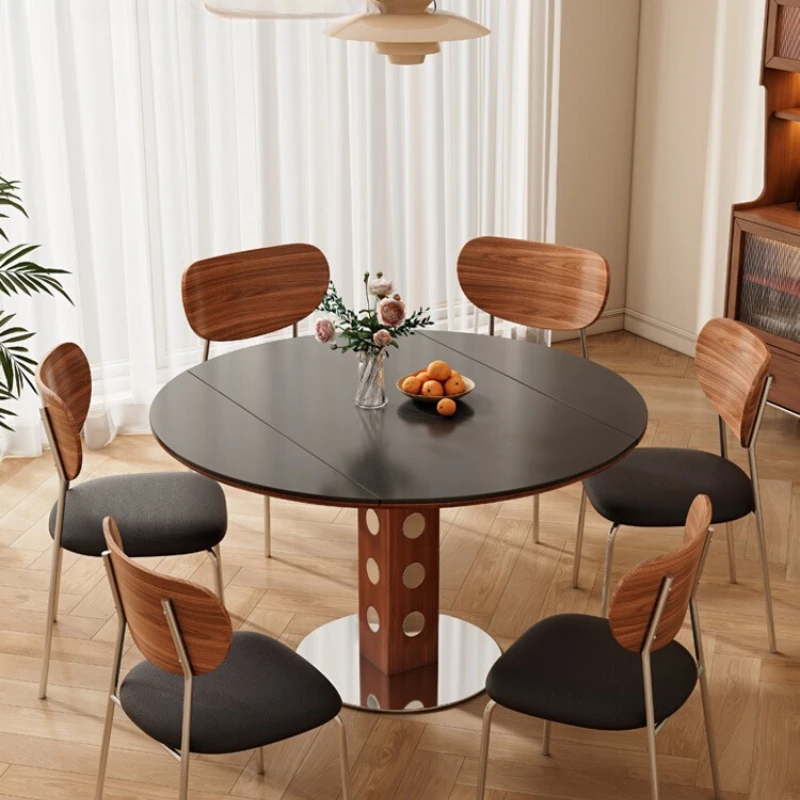 

Family French Style Dining Table Vintage Round Living Room Contract Dining Table Wooden Expand Mesas Plegables Furnitures