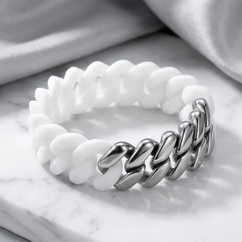 KALEN Kreatives Edelstahl-Armband mit kubischen Gliedern, lässiges Büro-Accessoire für Herren, modischer Schmuck, Party-Geschenk für den Freund – Detail 7