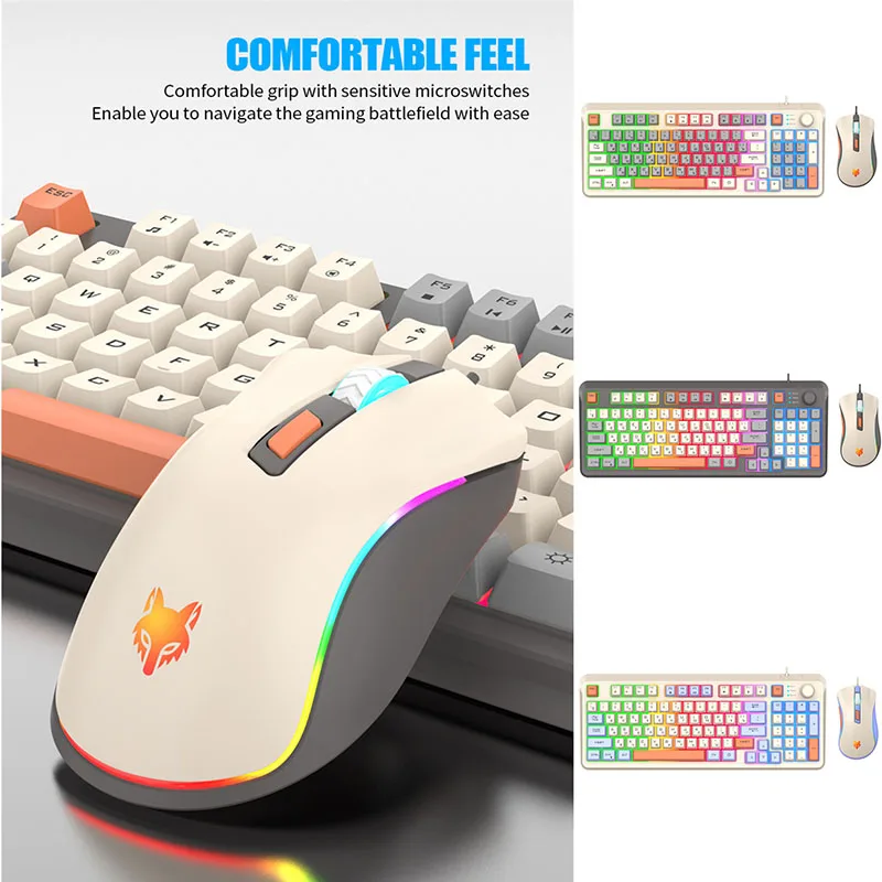 Imagem -02 - Conjunto de Teclado e Mouse Russo K820 Teclado com Fio Cores Led Iluminado Teclado de Computador Novo 94