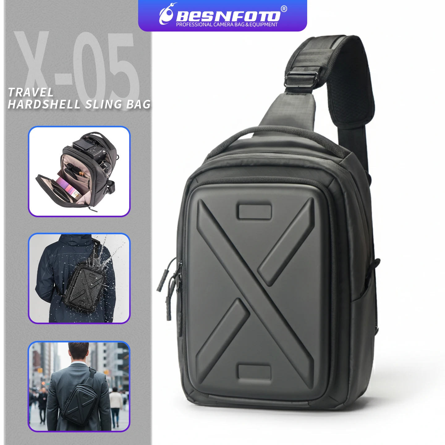 Besnfoto Camera Backpack | Waterproof Hardshell for Sony A7 II/III/IV/R/V & Canon R100/R50 | DSLR/SLR/Mirrorless