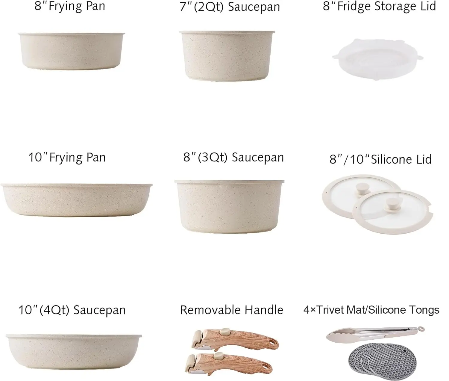 Custom Hot-selling Ceramic Aluminum Cooking Pot And Pans Set Nonstick Removable Handle Cookware