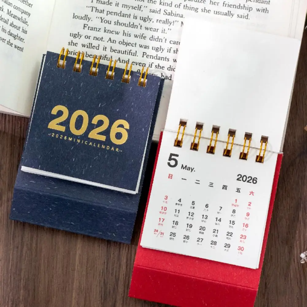 Notebook Calendar 2026 Mini Desk Calendar with Twin wire Binding for Home Office School Small for Organization
