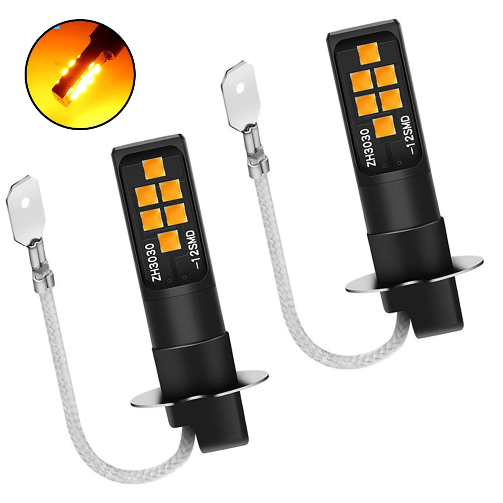 Parts & Accessories Led Fog Light Bulb ＞ 50 12 for smd 3030 Chips Amber DC/AC 12V Brand New High Temperature Resistance