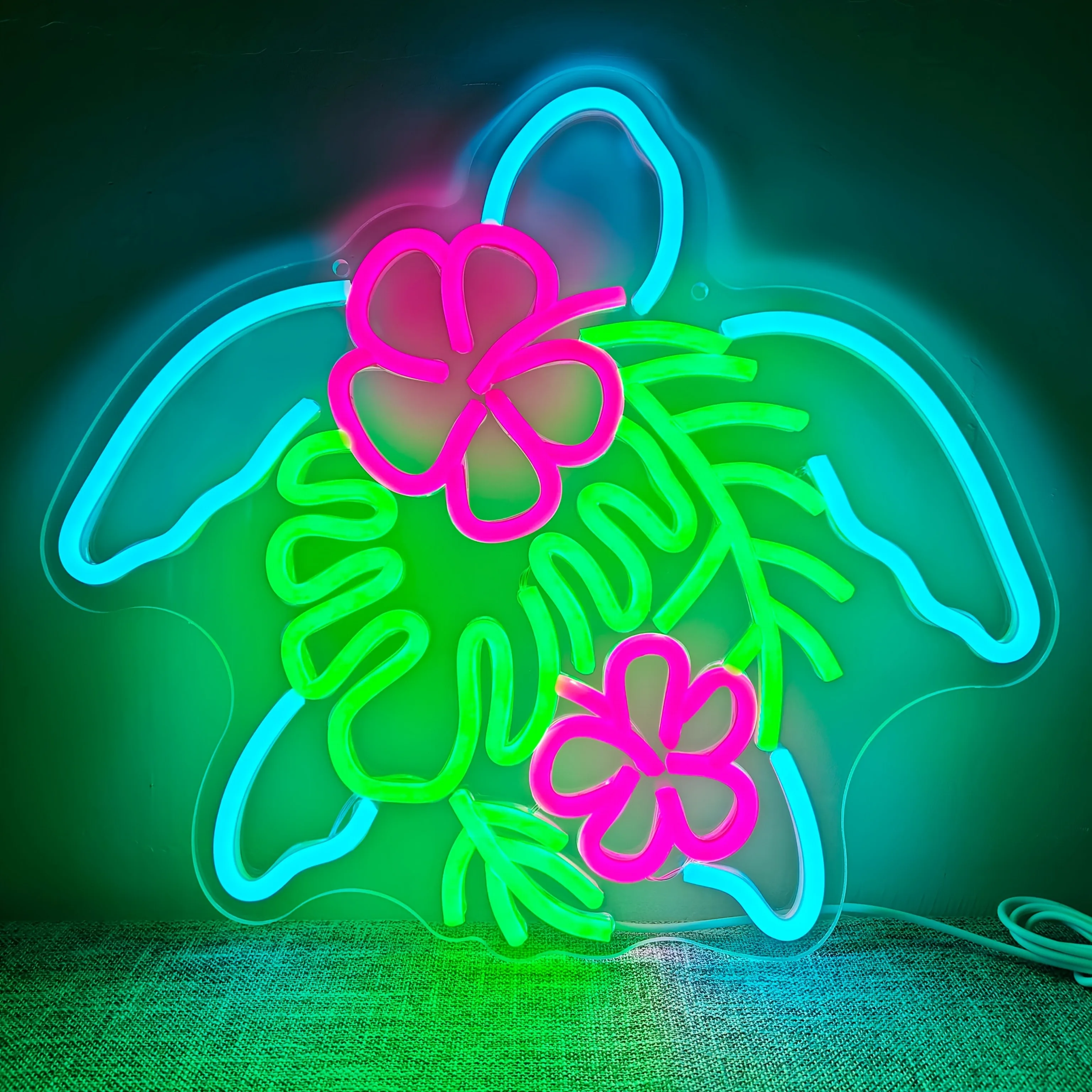 

Тропическая черепаха, неоновый пляж, море, тропическая тематическая вечеринка, домашний декор, регулируемая яркость, декор для бара в ванной комнате, окружающее освещение