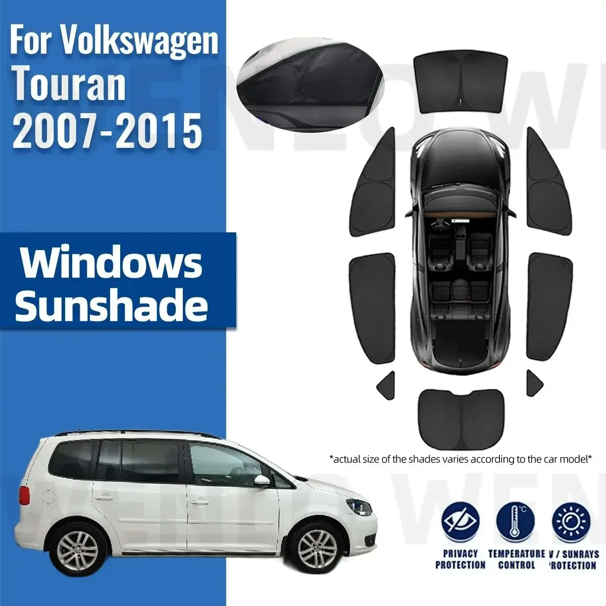 

For Volkswagen VW Touran 2007-2015 Full Cover Car Sunshade Front Windshield Frame Curtain Rear Side Window Sun Shade Visor