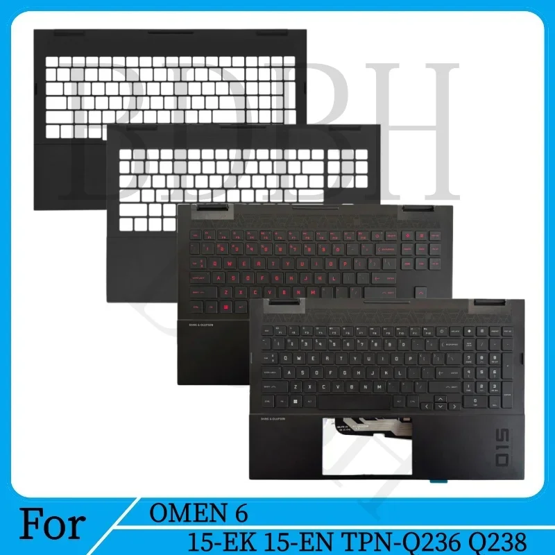 New Laptop For OMEN 6 15-EK 15-EN TPN-Q236 TPN-Q238 Upper Case Palmrest Cover C Shell Red White Backlit RGB Keyboard Number Keys