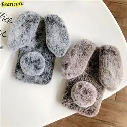 Fur Plush Phone Case For Huawei Mate 9 10 20 30 40 Lite Nova 3 3i 3e 5T 6 7 SE Pro Plus 7i 5G Furry Rabbit Bunny Soft Back Cover