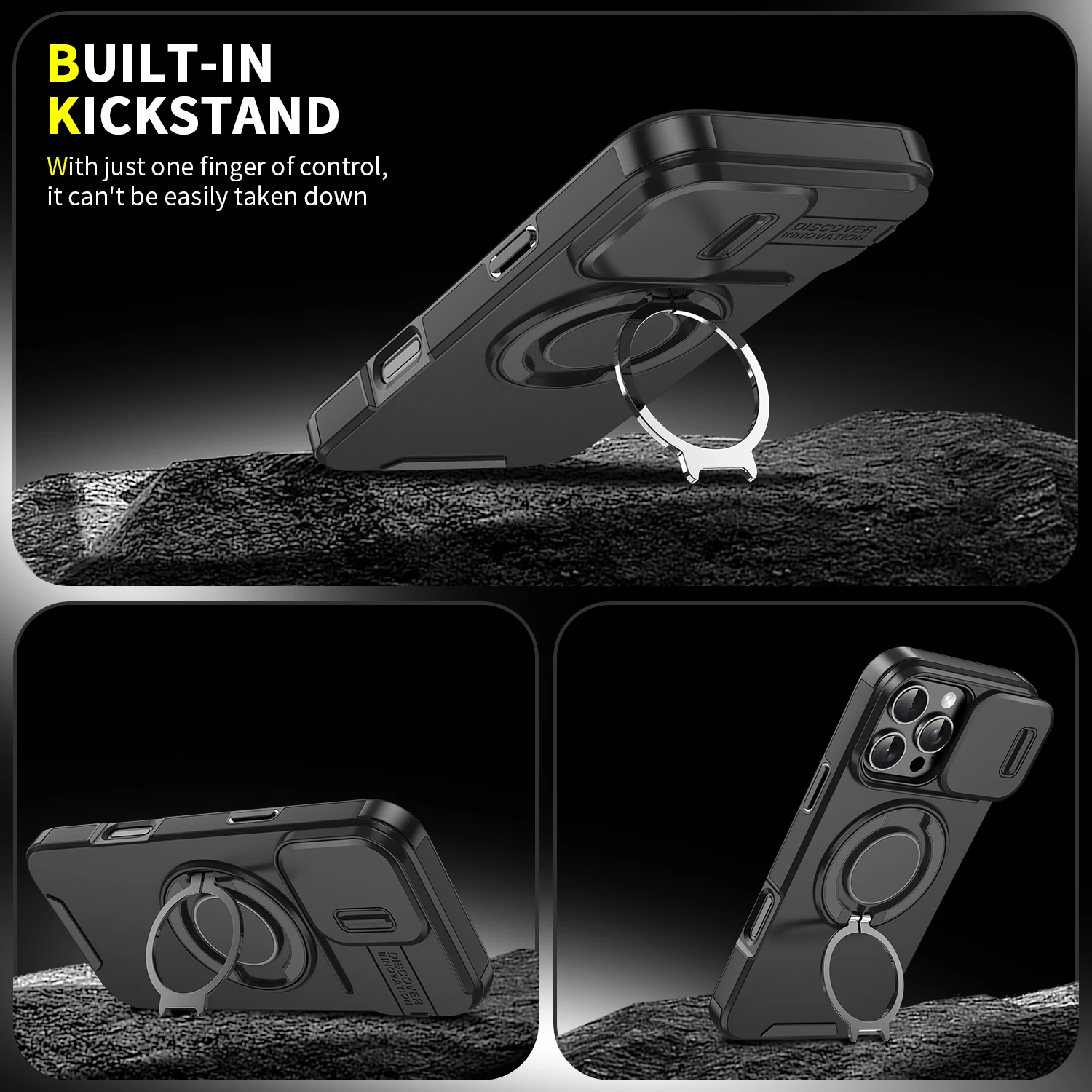 For Magsafe Magnetic Armor Case For iPhone 18 17 Air  16 15 14 13 12 11 Pro Max Plus Ring Holder Slide Camera Protect Cover view 5