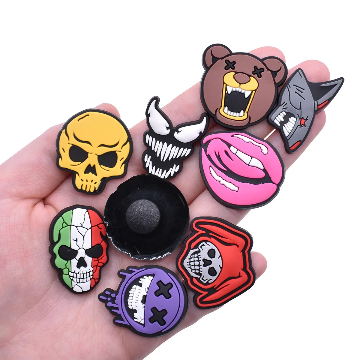 20PCS Halloween horror grimace Shoe Charm PVC Wristband beach bag Decor Buckle Detachable DIY Waterproof Party Gift